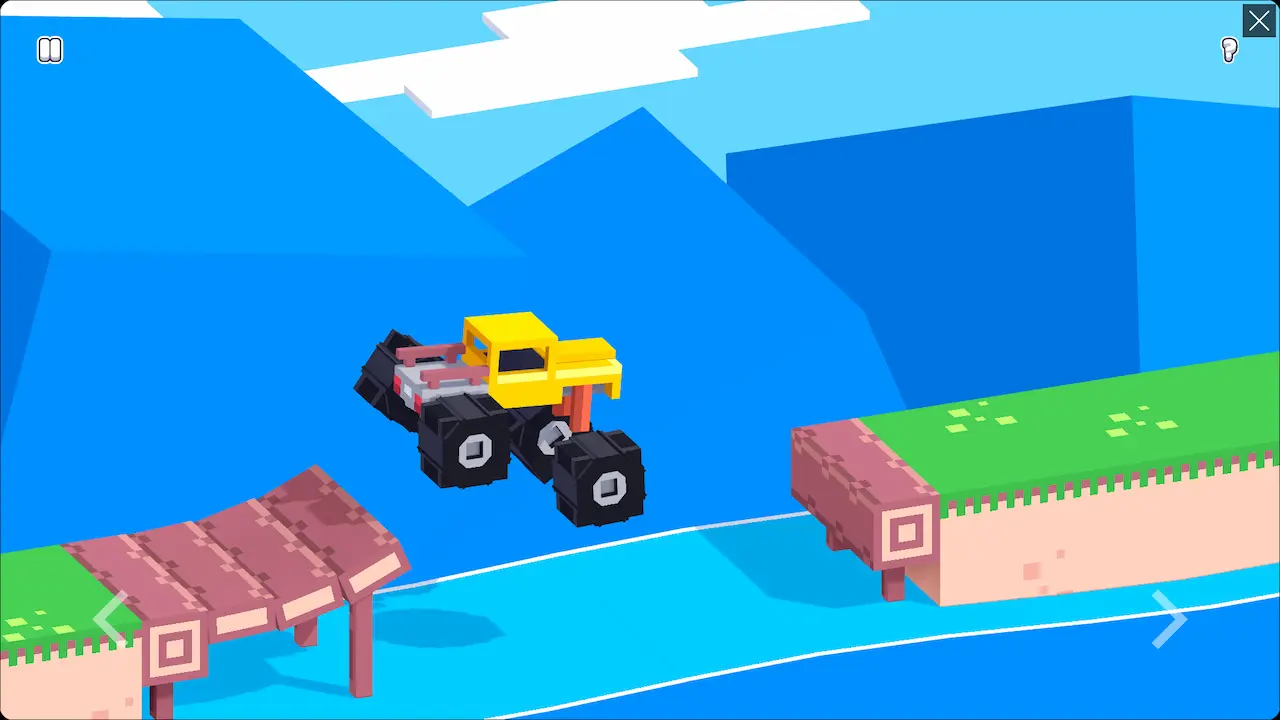 Drive Mad gameplay — car launching off a ramp on a crazy stunt track