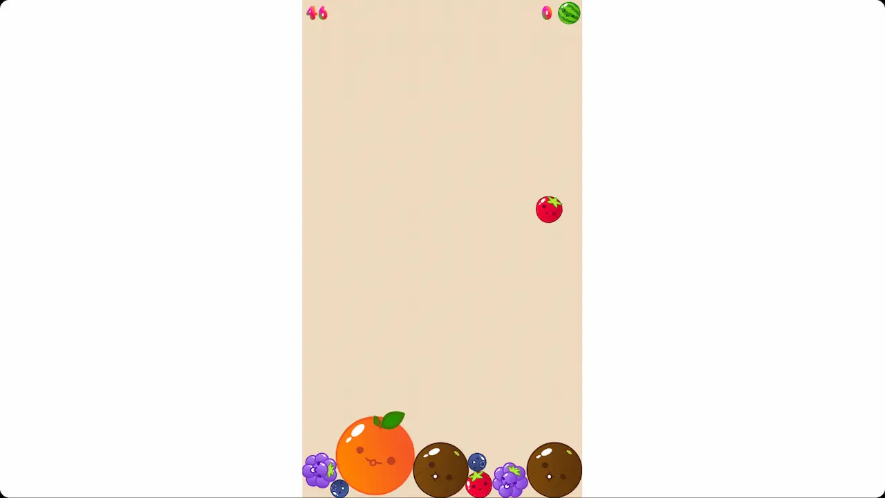 Merge Fruits gameplay — matching fruits merging in the jar